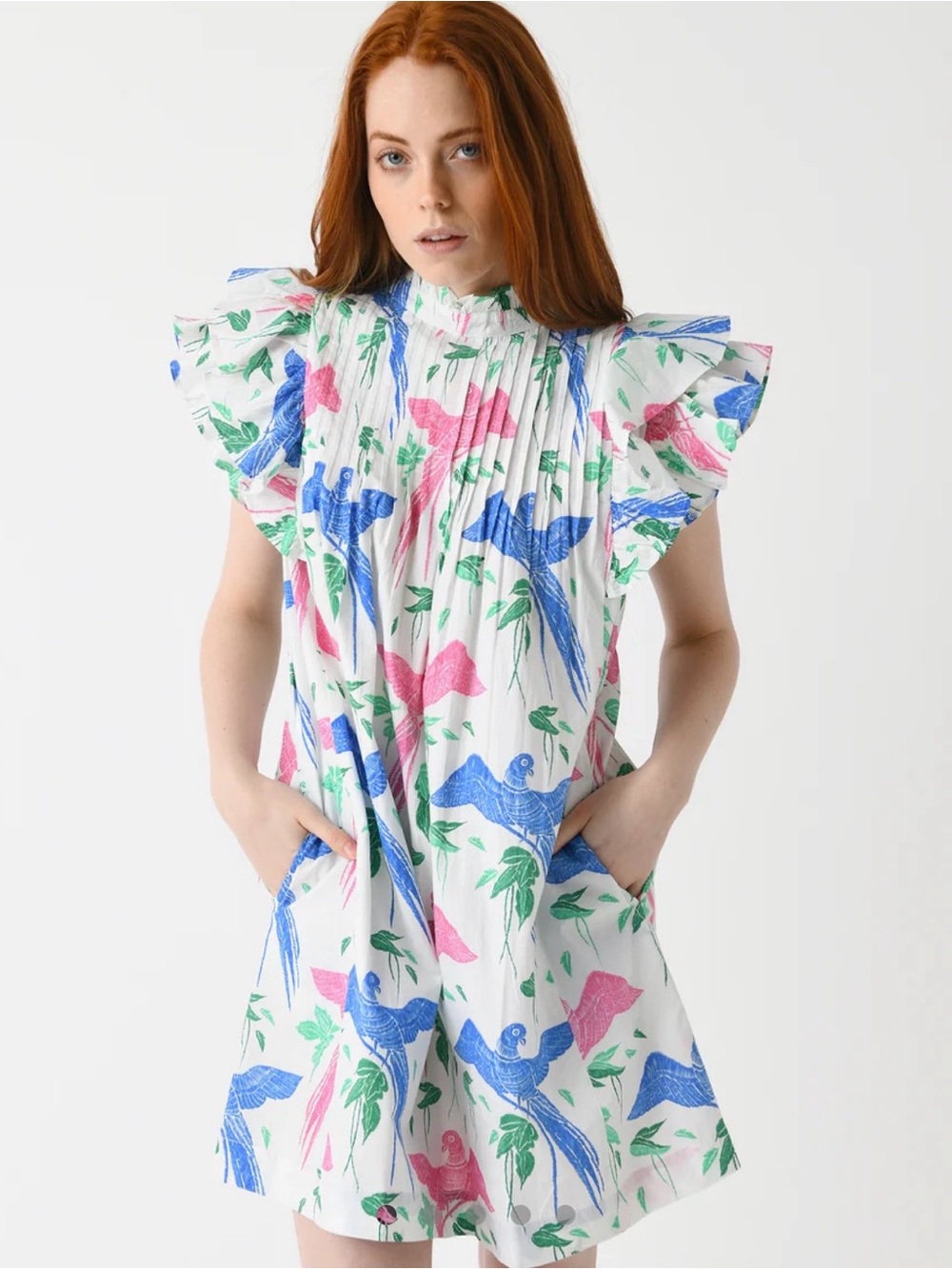 Oliphant -  This Oliphant Pintuck Ruffle Mini Bird Dress